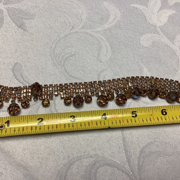 RHINESTONE AMBER COLORED RARE VINTAGE BRACELET - Picture 9 of 11